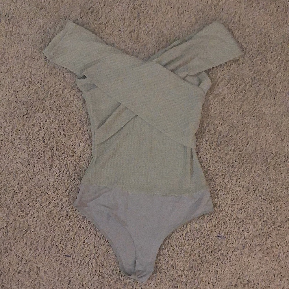 Pistachio waffle knit body suit
